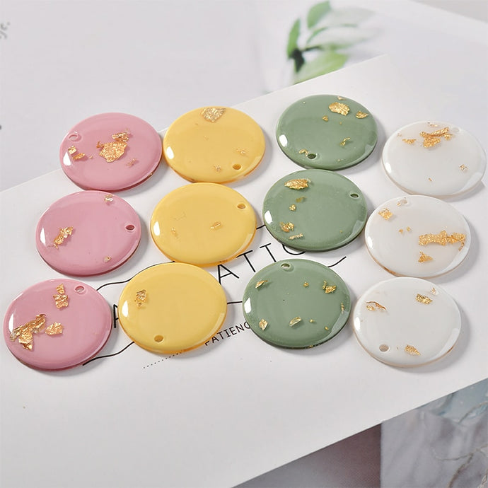 Spring gold powder gold foil round acrylic DIY hand-made earrings and Earrings materials accessories