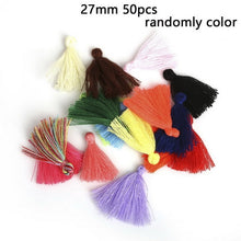 Load image into Gallery viewer, 10~50pcs Mixed Cotton Silk Polyester Flower Tassel Charm Pendant hand made for Drop Earring Jewelry Findings DIY Craft Making