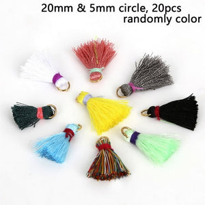 10~50pcs Mixed Cotton Silk Polyester Flower Tassel Charm Pendant hand made for Drop Earring Jewelry Findings DIY Craft Making