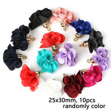 Load image into Gallery viewer, 10~50pcs Mixed Cotton Silk Polyester Flower Tassel Charm Pendant hand made for Drop Earring Jewelry Findings DIY Craft Making