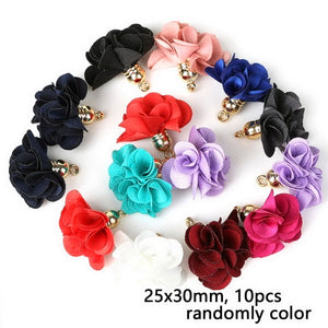 10~50pcs Mixed Cotton Silk Polyester Flower Tassel Charm Pendant hand made for Drop Earring Jewelry Findings DIY Craft Making