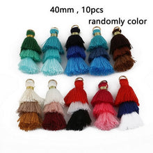 Load image into Gallery viewer, 10~50pcs Mixed Cotton Silk Polyester Flower Tassel Charm Pendant hand made for Drop Earring Jewelry Findings DIY Craft Making