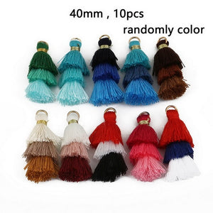 10~50pcs Mixed Cotton Silk Polyester Flower Tassel Charm Pendant hand made for Drop Earring Jewelry Findings DIY Craft Making