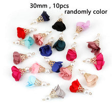 Load image into Gallery viewer, 10~50pcs Mixed Cotton Silk Polyester Flower Tassel Charm Pendant hand made for Drop Earring Jewelry Findings DIY Craft Making