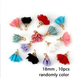 10~50pcs Mixed Cotton Silk Polyester Flower Tassel Charm Pendant hand made for Drop Earring Jewelry Findings DIY Craft Making