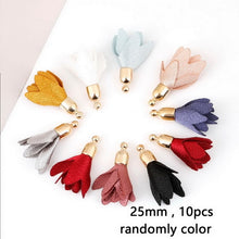 Load image into Gallery viewer, 10~50pcs Mixed Cotton Silk Polyester Flower Tassel Charm Pendant hand made for Drop Earring Jewelry Findings DIY Craft Making