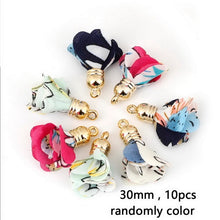 Load image into Gallery viewer, 10~50pcs Mixed Cotton Silk Polyester Flower Tassel Charm Pendant hand made for Drop Earring Jewelry Findings DIY Craft Making